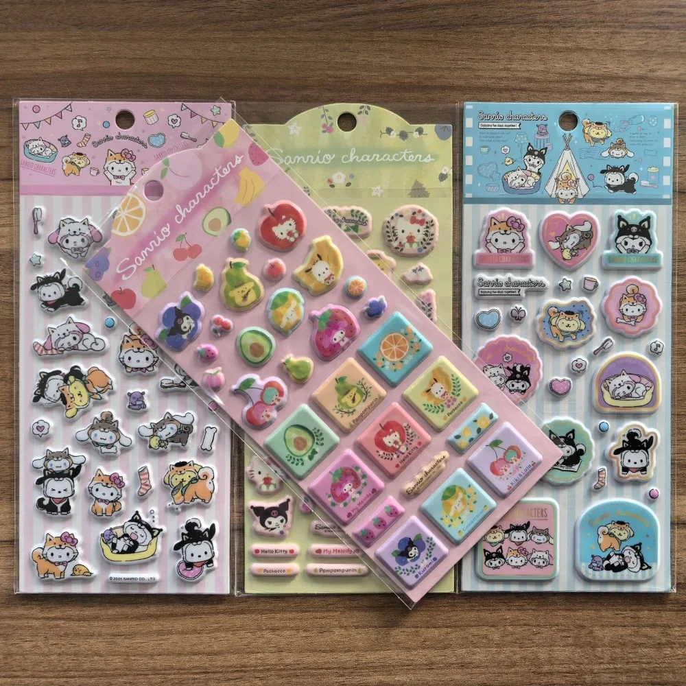 

1/4pcs Sanrio 3D Puffy Stickers Hello Kitty My Melody Kuromi Cinnamoroll Decals for Girls Scrapbook Laptop Phone Case Decor