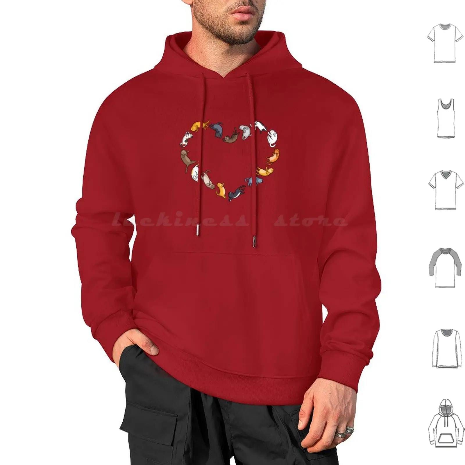 Cat Lover'S Heart Hoodies Long Sleeve Animal Cat Cat Lover Cat Lover Cats Love Funny Heart I Love My Cat Kitten Kitty