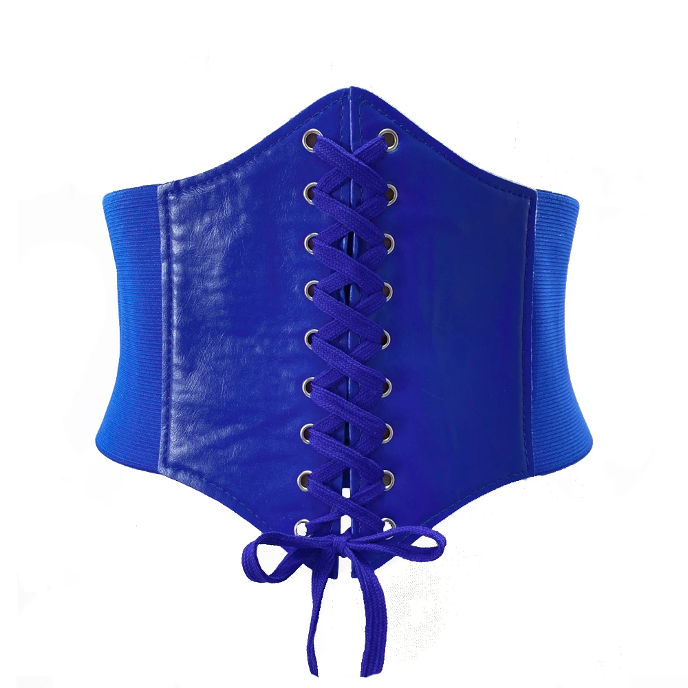 

2022 New Women Corset Gothic Fashion Wide Pu Leather Slimming Blue Korsett Belt Sexy Lady Corset Bustier VB0001