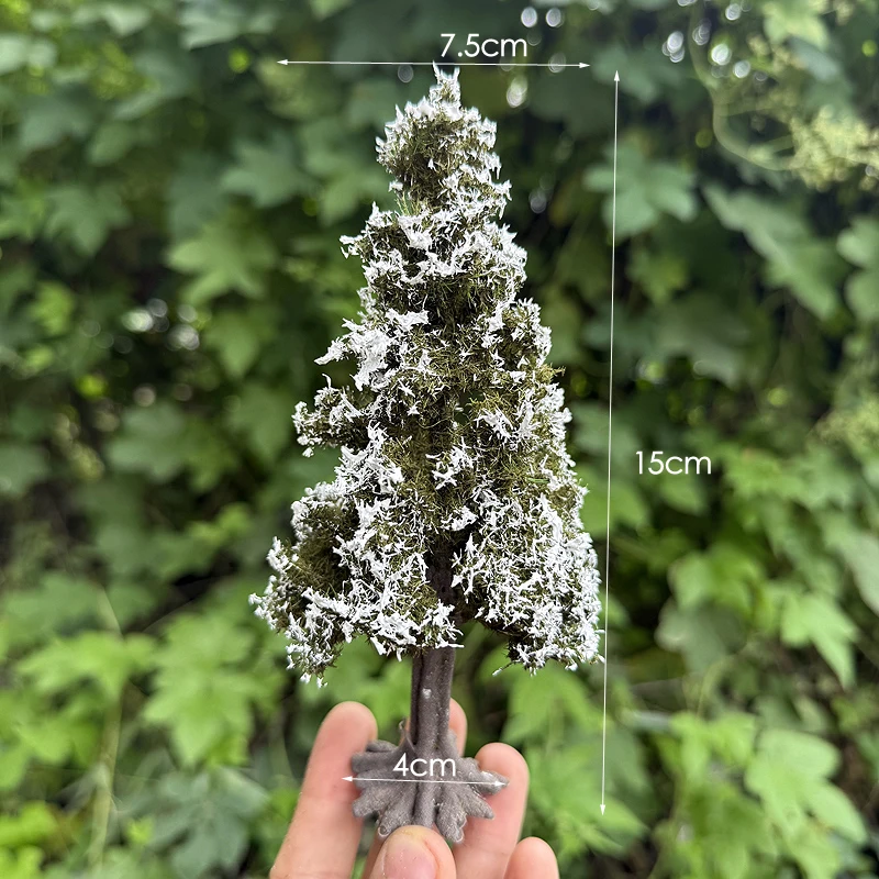 New wire cedar tree model with base 10/15/23cm sandtable model winter landscape Model dark pine tree scale train railroad layout