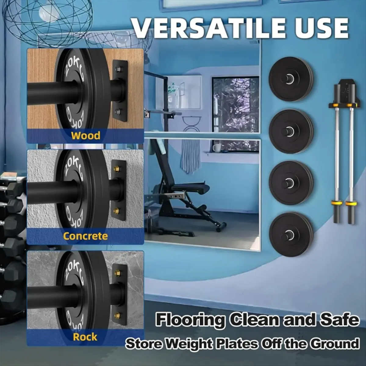 1Pc Wall Mounted Weight Plate Holder Weight Rack Storage for Weight Plate Wall-Mounted Plate Rack Barbell Plate Rack