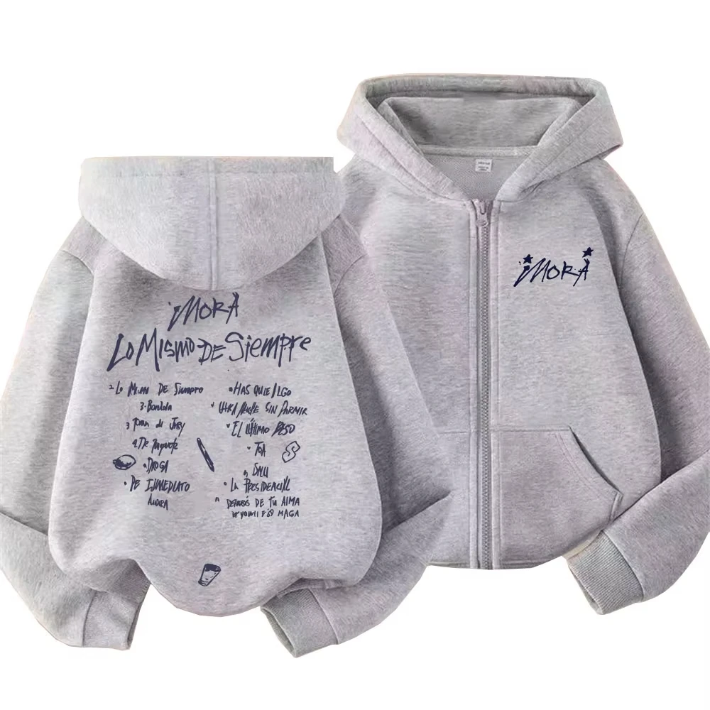 مغني الراب مورا لو ميسمو دي Siempre 2025 قلنسوة بسحاب الرجال النساء الهيب هوب موضة موسيقى البوب زمم سترة الرجال المتضخم الشارع الشهير