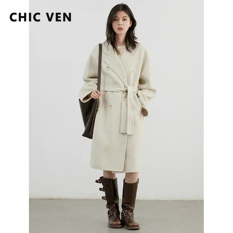 

CHIC VEN New Women Long Woolen Coats Solid Loose Female Overcoat Double Breasted Ladies Double Sided Topcoat Autumn Winter 2025
