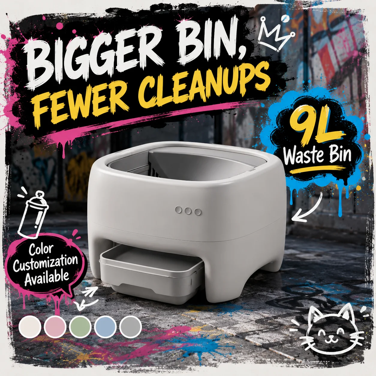 Smart APP Control ABS Plastic Cat Litter Box MBC-ICB016 | Easy Clean | Automatic Cleaning Technology | Advanced Odor Control