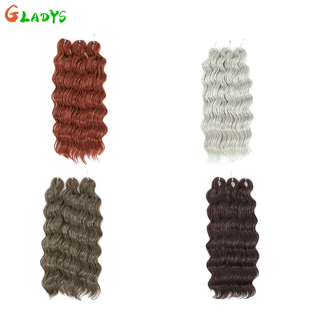 

Anna deep wave Crochet Hair 300g Water Wave 24inches Orange Brown Synthetic Curly Braiding Hair Extensions curly Crochet Hair