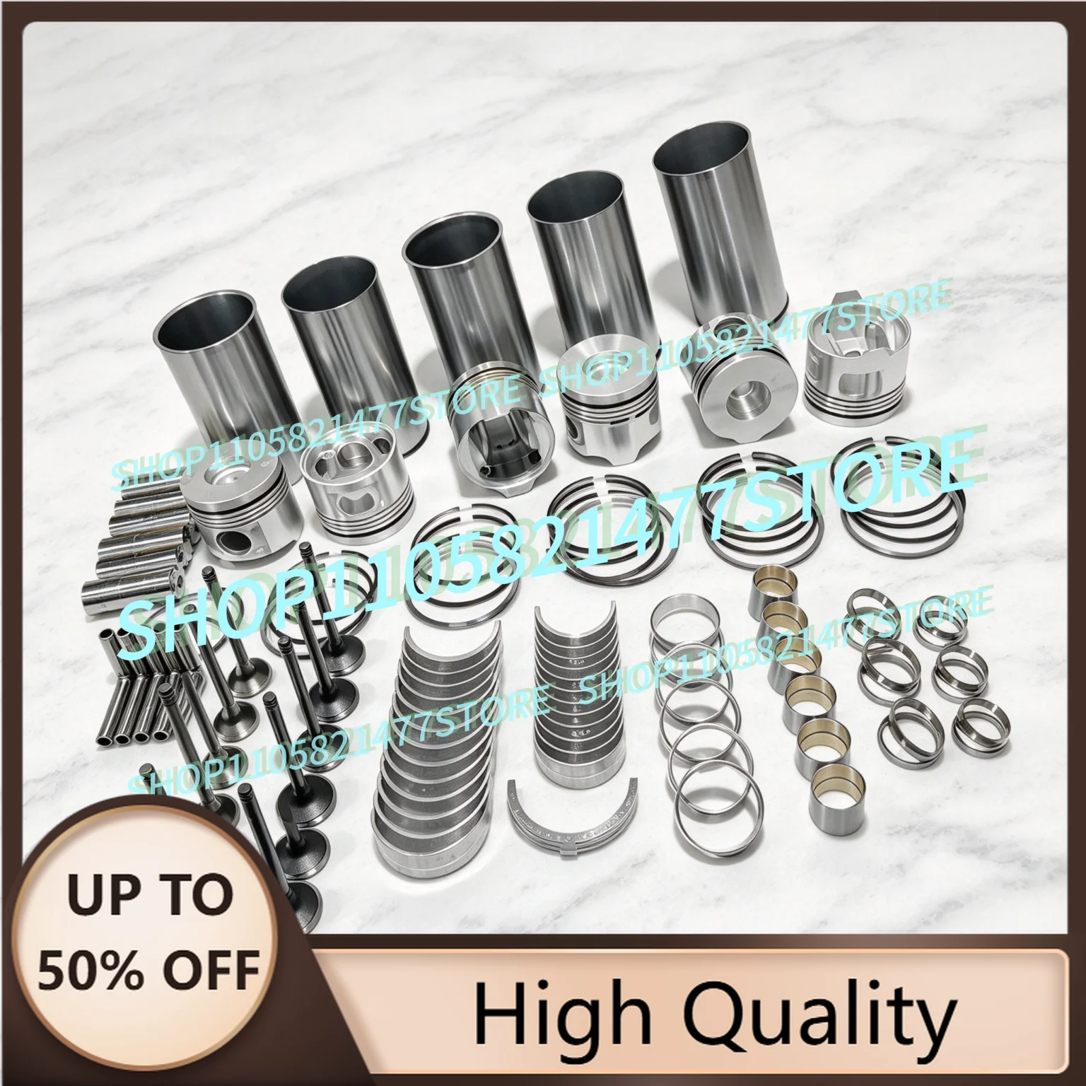 6BG1 For Engine 8-97358-574-0 6 PCS Piston Set Piston Ring 105*3.3DK+2.5+2.5+4mm Cylinder Liner Overhaul Rebuild Kit Parts
