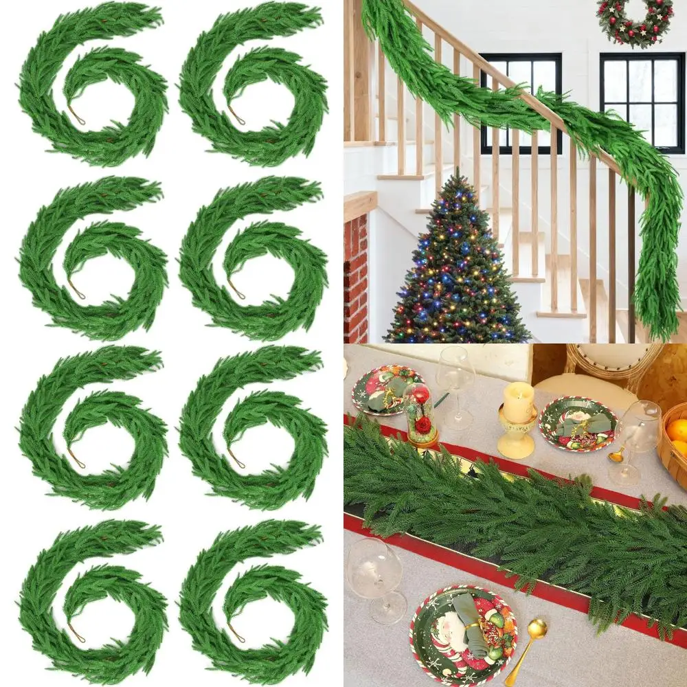 

24-Foot Dense Faux Norfolk Pine Christmas Garland for Indoor & Outdoor Holiday Decor