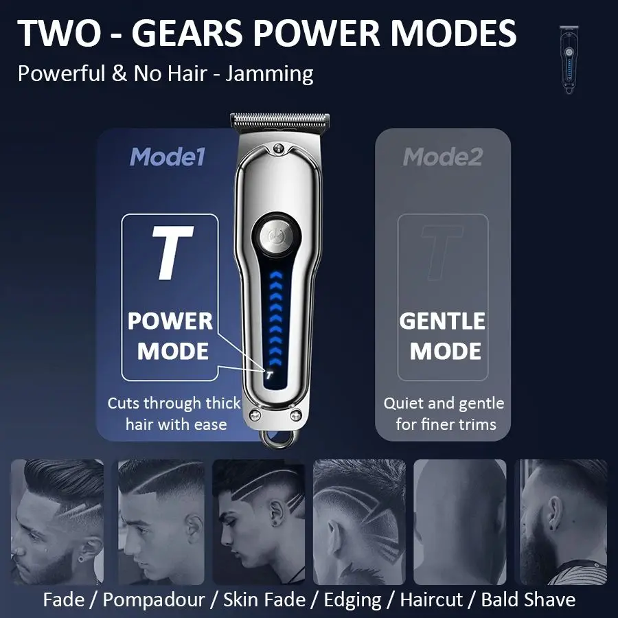 2026 Generation-2, Electric Hair Clipper Mini T-Blade Trimmer Cordless 2 Speed LED Display Men Beard Barber Grooming Shaver view 3