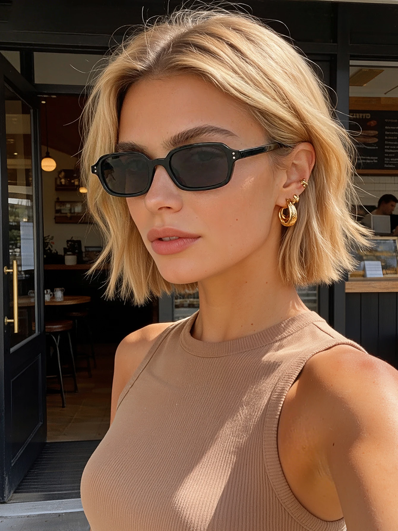 Fashionable Square Mini Frame Sunglasses 1 Pair Golf Fishing Sunscreen Photography High-End Decorative Eyewear