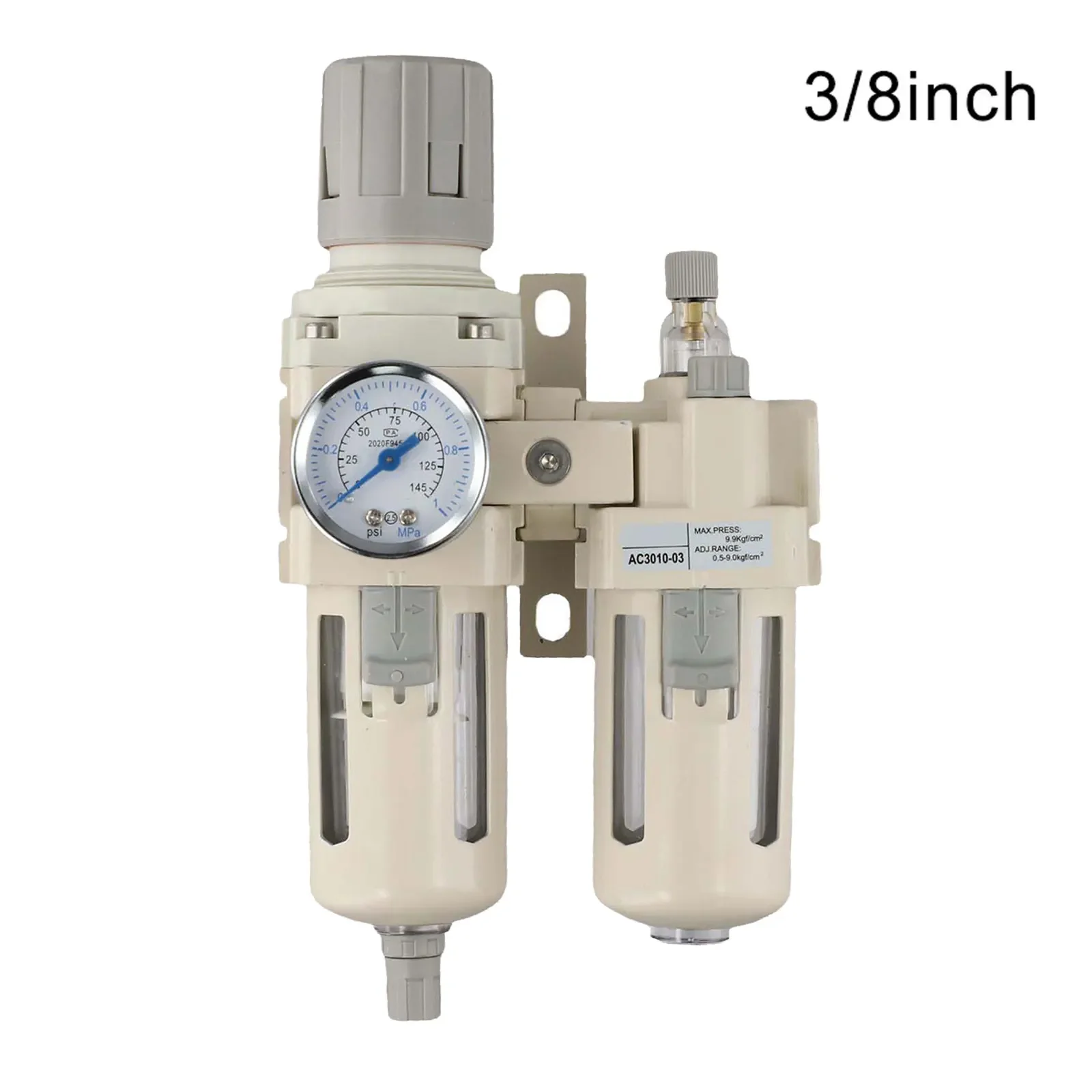 1pc Air Source Processor Compressed Air Filter Water/Oil Trap Separator Semi-Auto Adjustable Pressure Control Water Separator