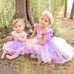 Fantasy Rapunzel Princess Baby Girl Dress Sofia Purple 1 Yrs Birthday Party Dress Wedding Kids Clothe Carnival Halloween Costume