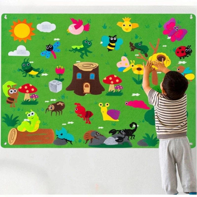 Kids Felt Board Stories Set Montessori Farm Insect Animal Family Interactive Preschool Early Learning Toddlers Toys for Child