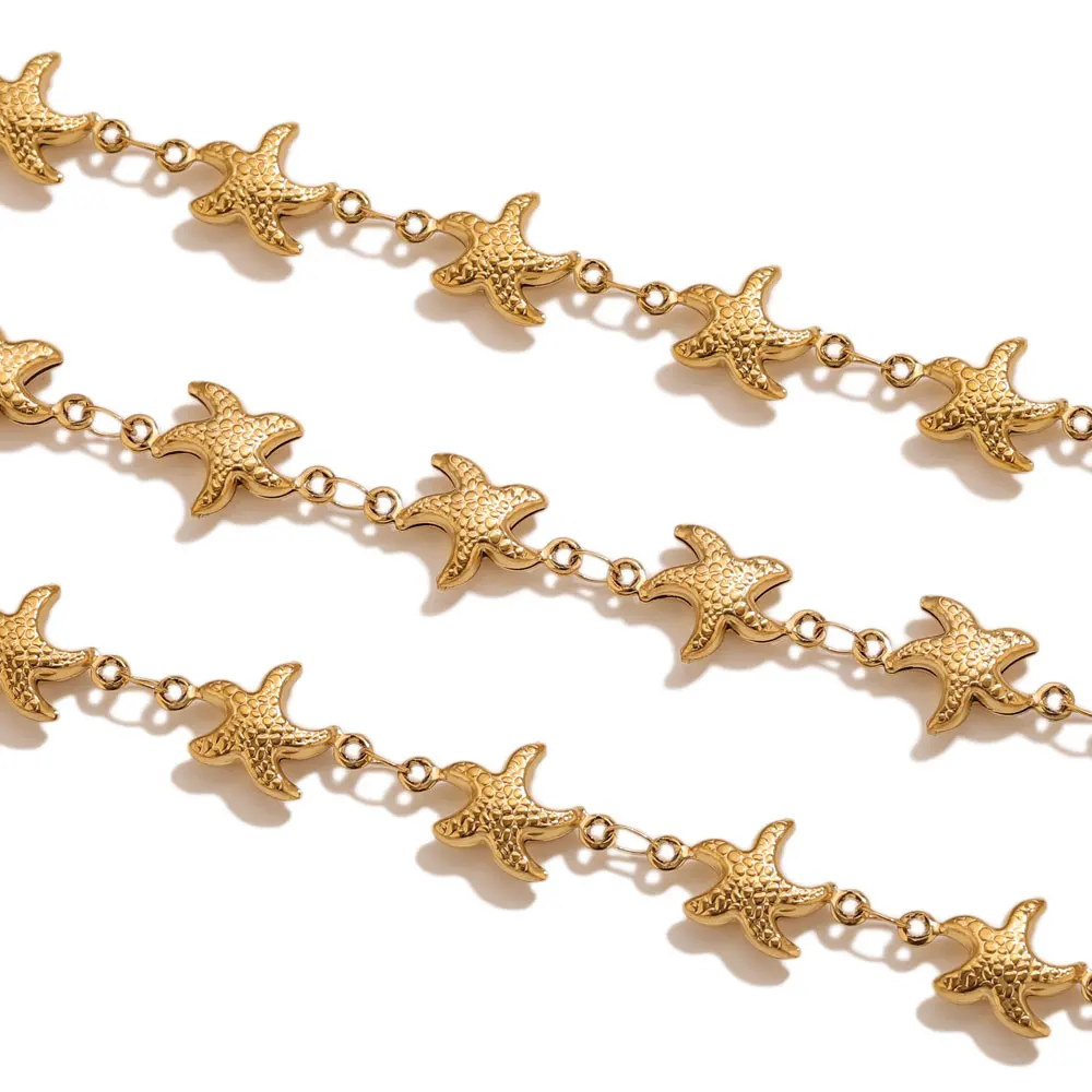 1m Edelstahl-Seestern-Ketten für Schmuckherstellung DIY Armband Halskette Handgemachte Schmuckkette Strand-Accessoires Material – Detail 2