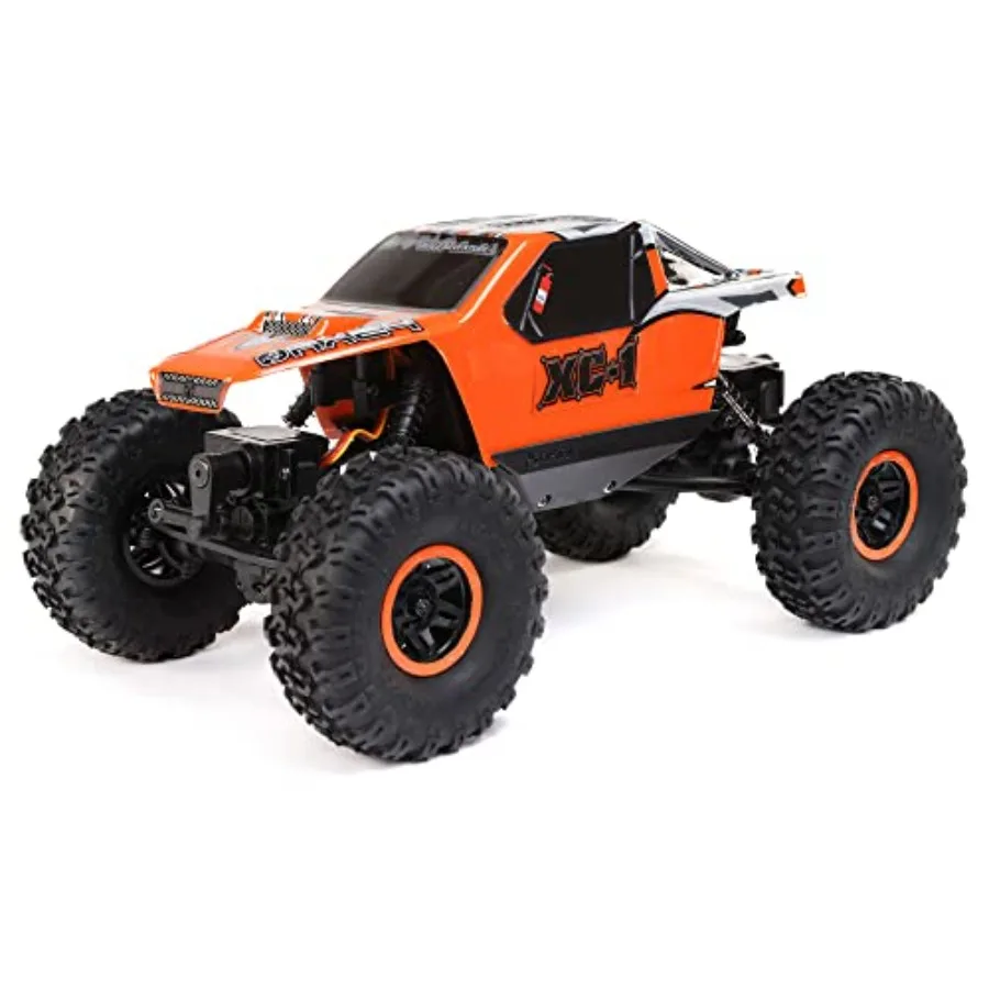 

RC Truck 1/24 AX24 XC-1 4WS Crawler Brushed RTR for off-road crawling, ABS plastic body, orange, includes battery, charger, and