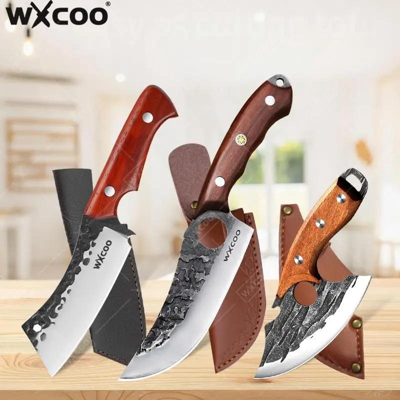WXCOO High Carbon Steel Butcher Knife Cooking Tool for Meat Poultry and BBQ Kitchen Knife Multipurpose Kitchen Slicing Cleaver
