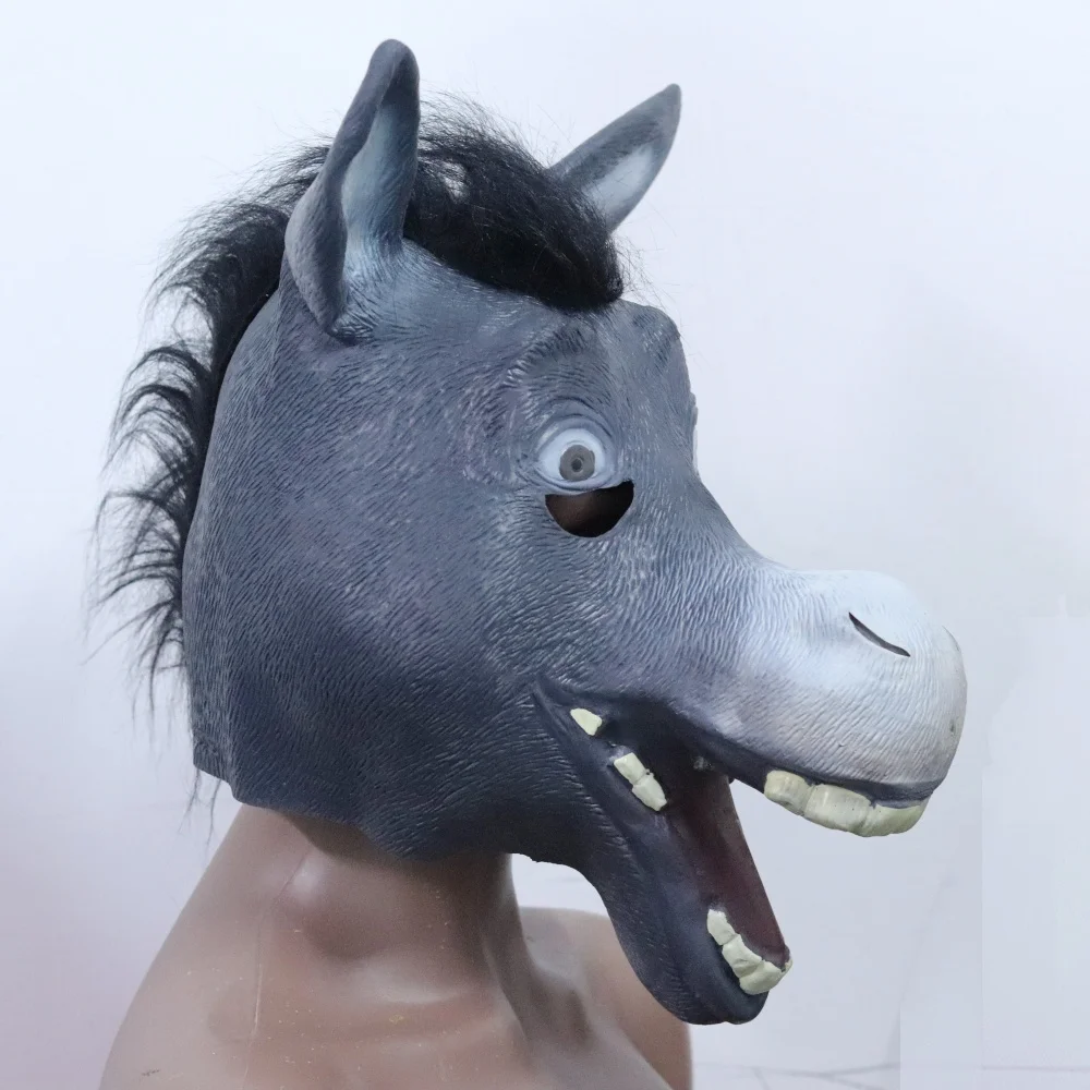 Realistic Donkey Head Mask For Man Funny  Animal Headgear For Halloween Farm Theme Cosplay Carnival Costume Props - view 3