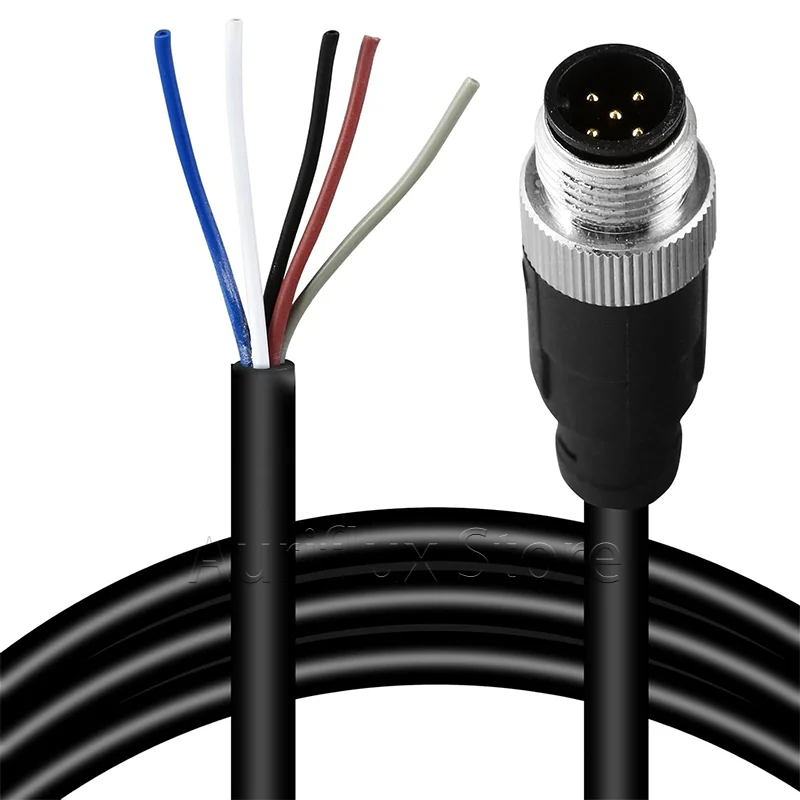 M12 الاستشعار موصل كابل الطيران-ذكر/أنثى 4/5/8 دبوس 1 متر/2 متر/5 متر مقبس الطيران كابل كهربائي مقاوم للماء