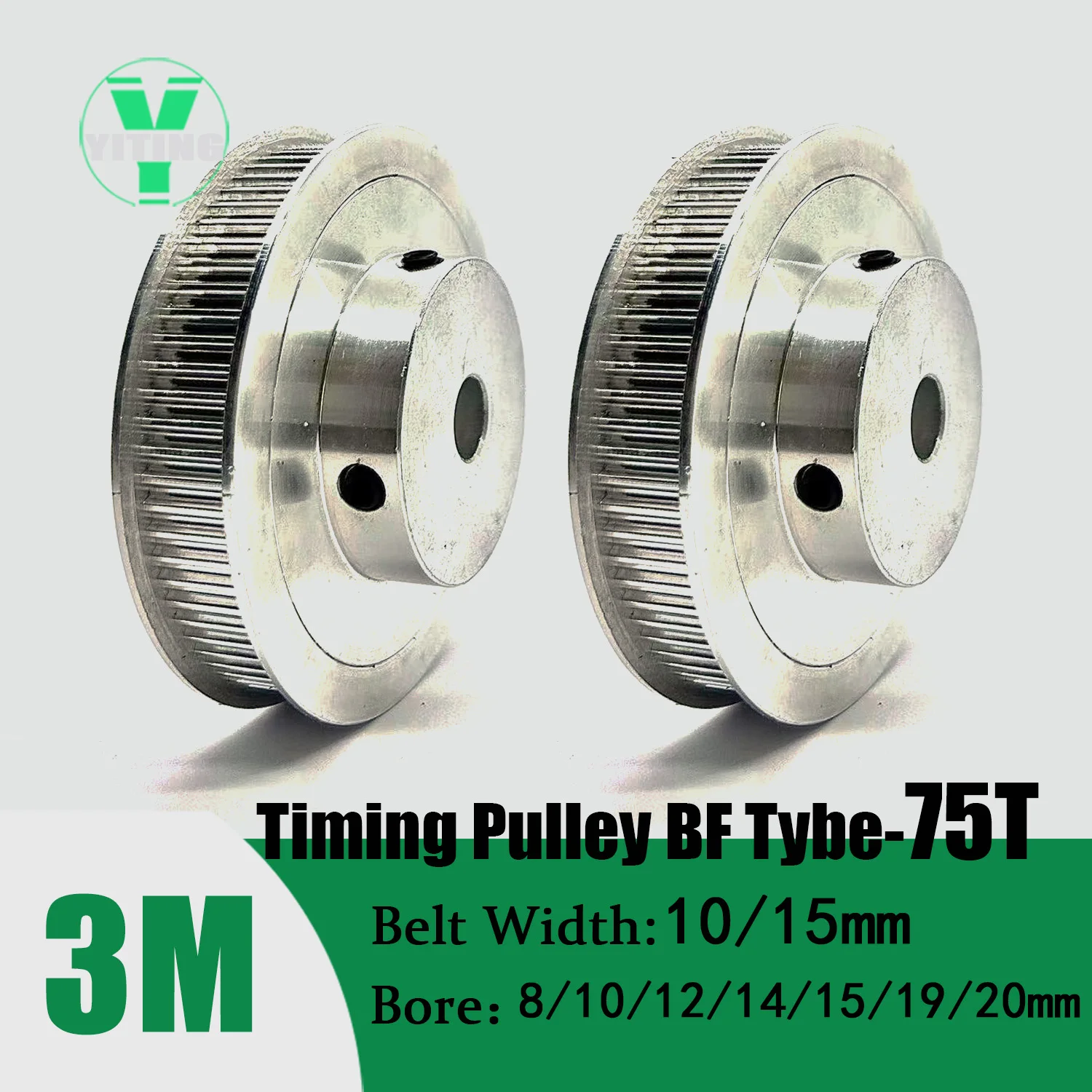 HTD3M 75teeth Timing Pulley 3M BF Belt Width 10/15mm Bore 8/10/12/14/15/19/20mm  3M Synchronous wheel 75 Teeth Pitch Belt Pulley