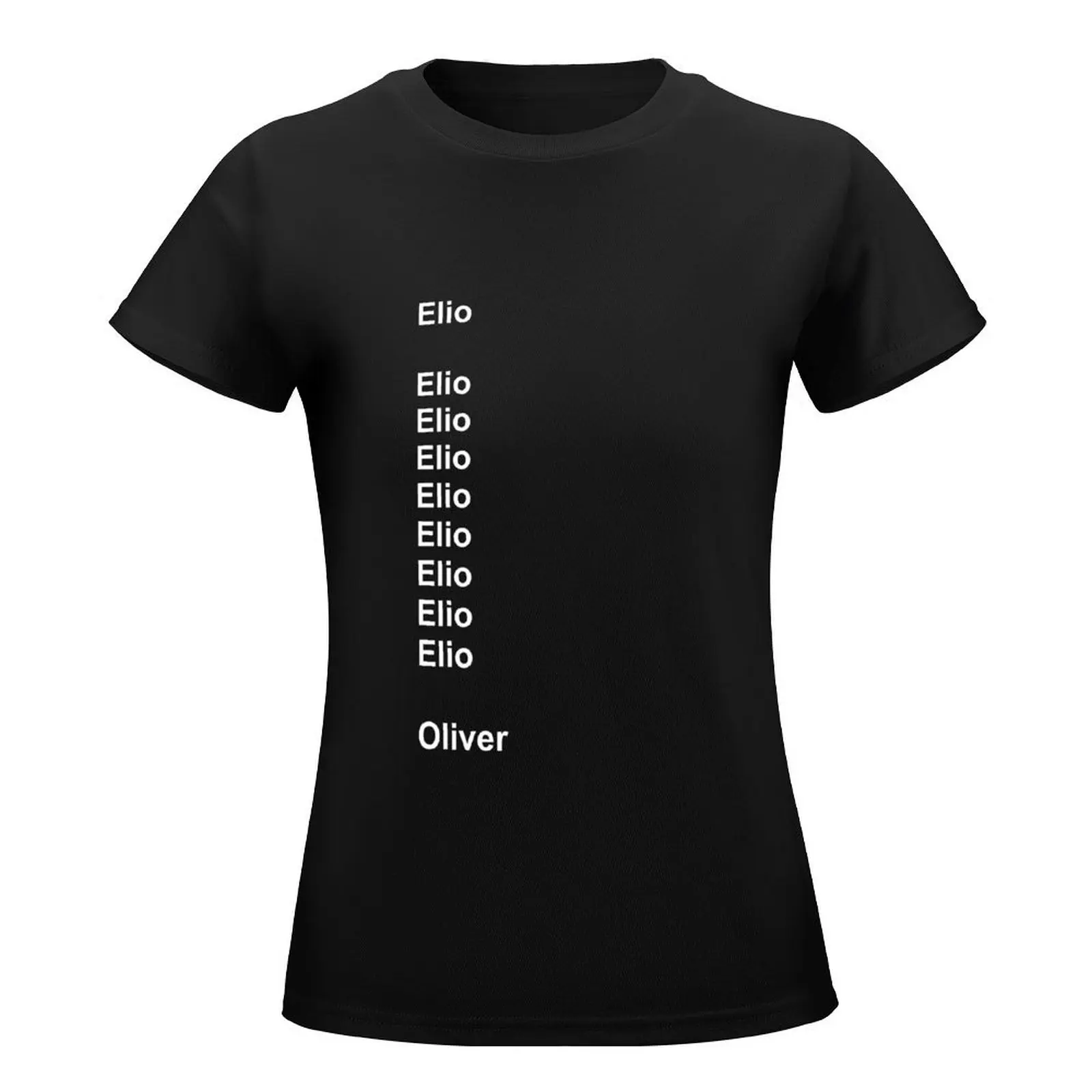 Elio and Oliver - White Fonts T-Shirt summer top funny designer clothes Women luxury