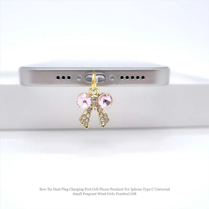 

Пылезащитная заглушка для галстука-бабочки, порт для зарядки, подвеска для сотового телефона для Iphone Type C, универсальный маленький ароматный ветер для девочек, практичный подарок