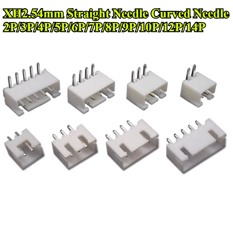 500Pcs/lot XH2.54mm Straight Needle Curved Needle Pitch 2.54mm 2P/3P/4P/5P/6P/7P/8P/9P/10P/12P/14P Socket Connector