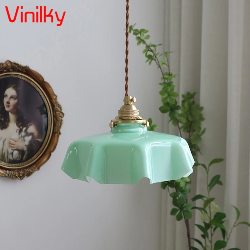 

Flowers Glass Pendant Lights Kitchen Balcony Aisle Ceiling Lamp for Bedroom Bedside Bay Window Nordic Art Chandelier Fixtures