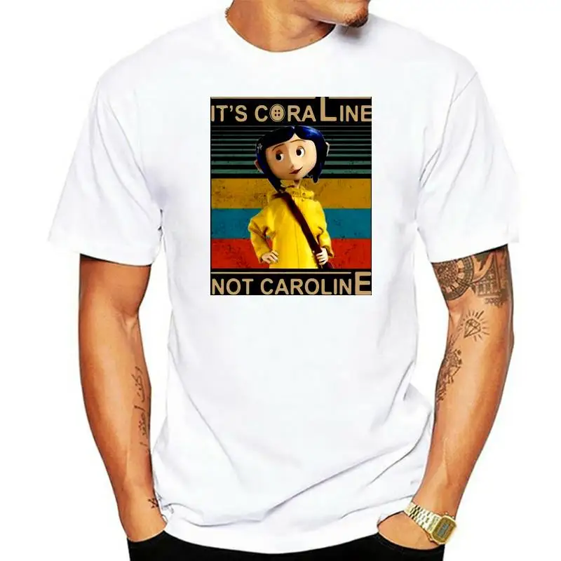 It Coraline Not Caroline Vintage T-Shirt  Men Black S-5Xl