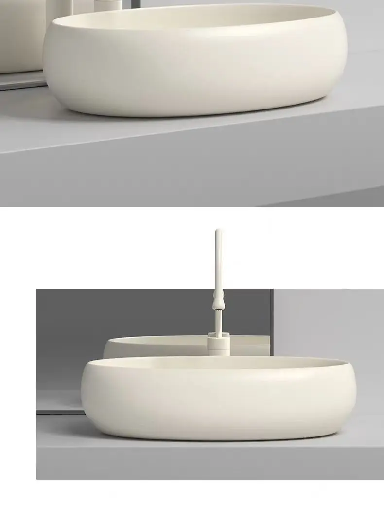 Crème ovale keramische wastafel kunst wastafel