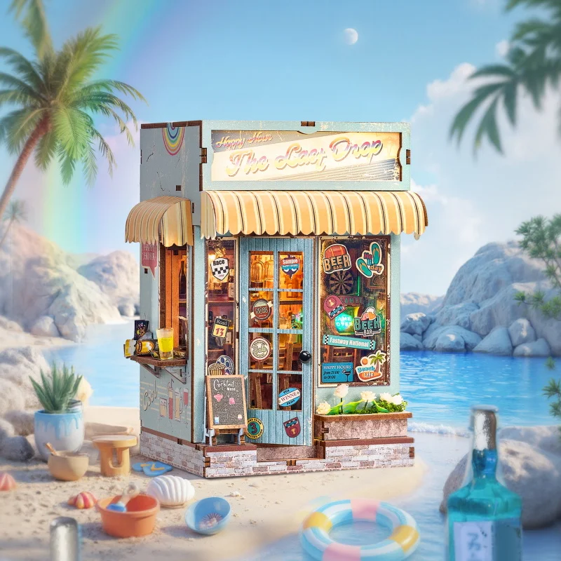 DIY ไม้อาคารจิ๋วชุด The Last Drop Cottage บ้านตุ๊กตาพร้อมเฟอร์นิเจอร์ 3D ปริศนา Casa Dollhouses สําหรับของขวัญเพื่อน