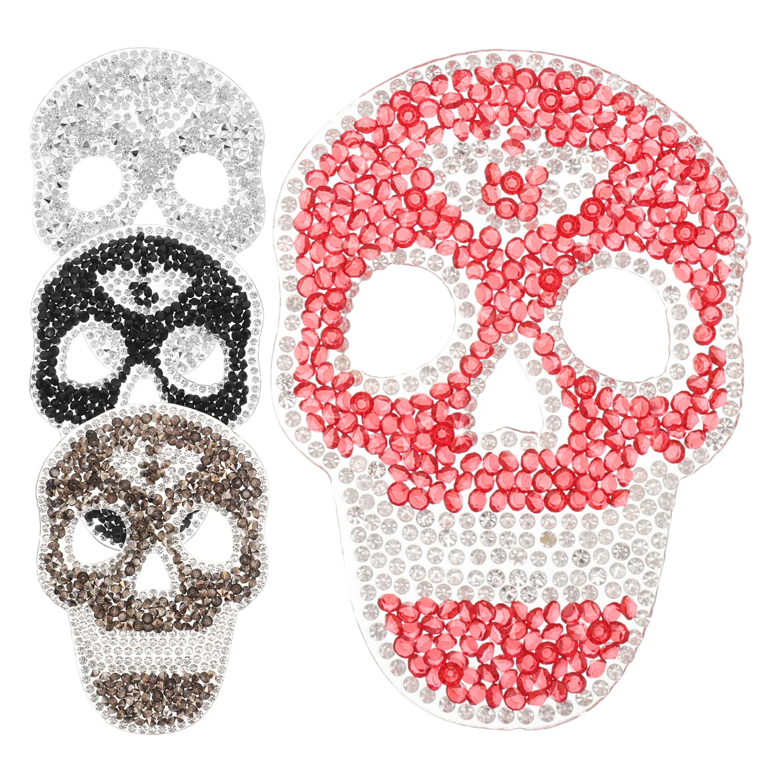 

4pcs Rhinestone Skull Iron-On Patch Diy Sewing Applique For Clothes Jeans Jackets Bags Clothing Repair Decoration Handicraft