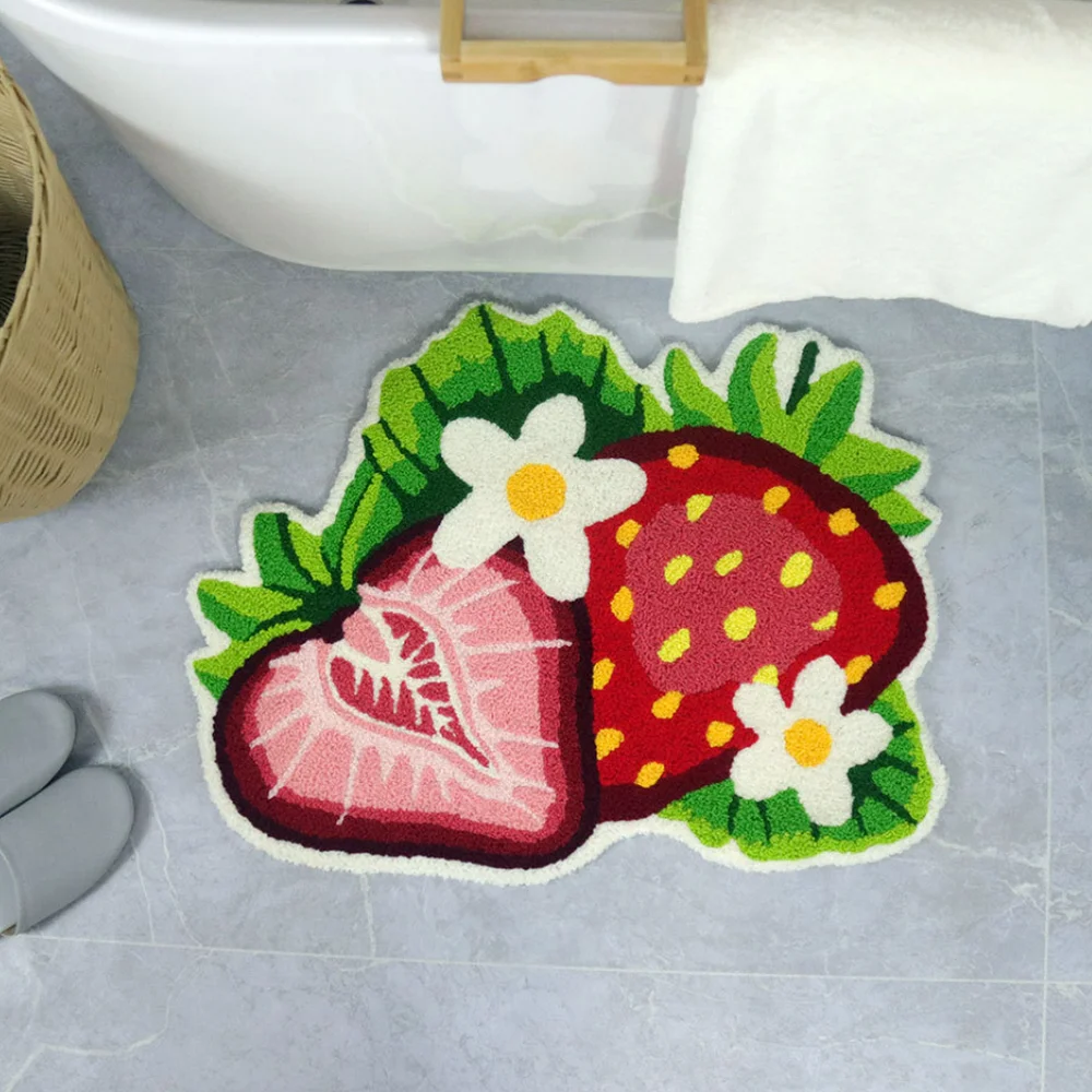 Pink Strawberry Super Soft Handmade Rug Kid Room Decoration Salon Thick Pile Rug Irregular Carpet For Living Room Home Decor