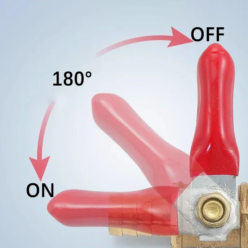 황동 호스 바브 인라인 볼 밸브, 연료 라인 차단 피팅, 물, 오일, 공기 및 가스용, 10 개 빨간색 손잡이가 있는 크기, 6mm-12mm