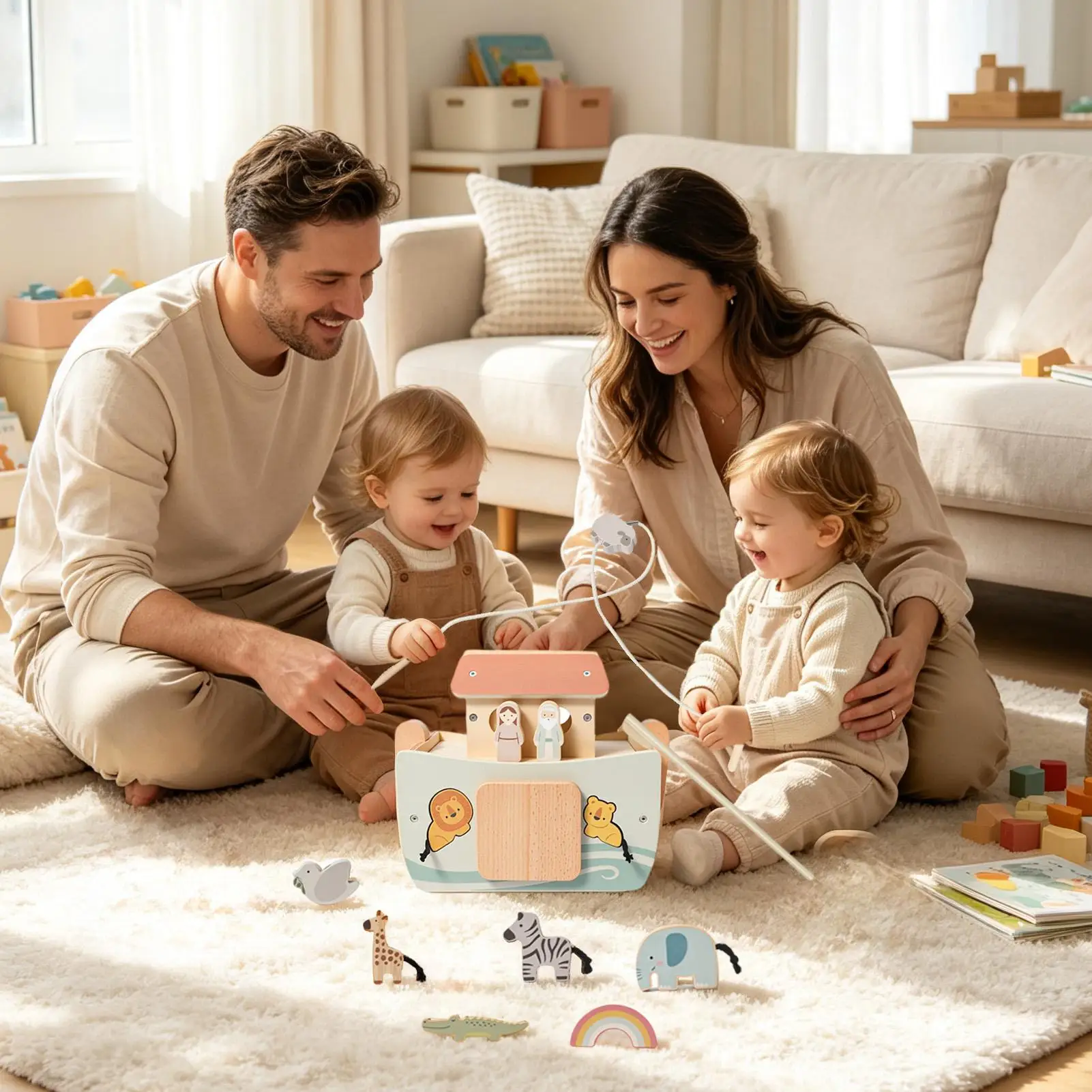 Shape Sorting Toy 5-in-1 Wooden Educational Stacking Fine Motor Skills Child Shape Learning Sorter Toys For Boys Girls Home