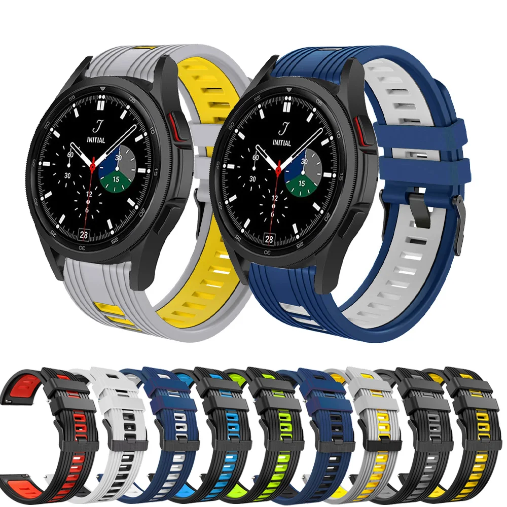

20mm Watch Strap 20mm Silicone Double Color Bracelet For Samsung Galaxy Watch 4 40mm 44mm/4 Classic 42mm 46mm Smart Watch Band