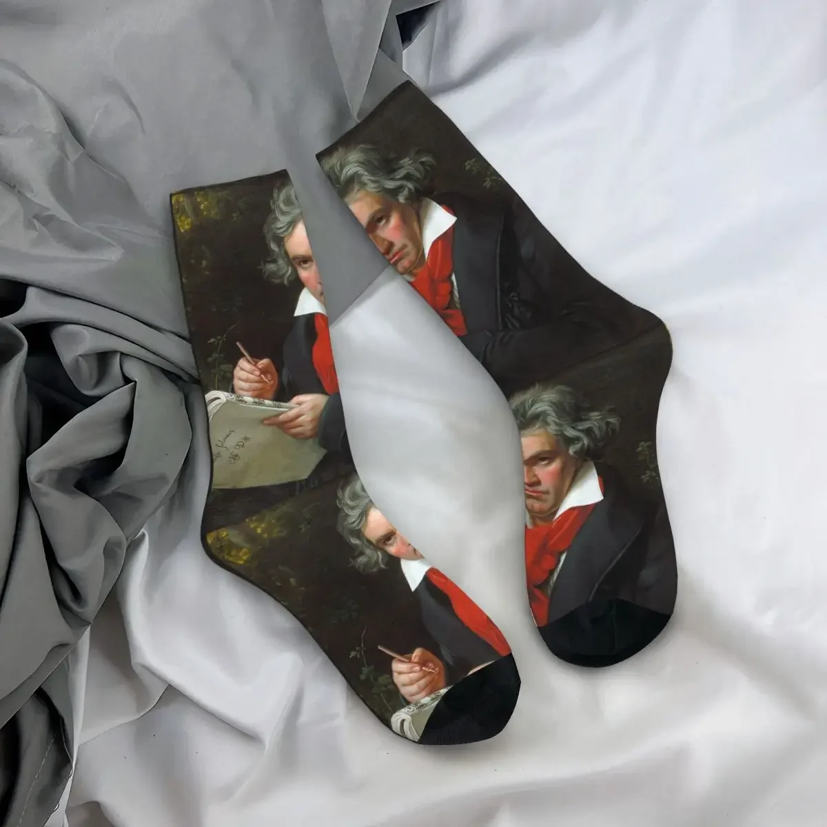 Ludwig Van Beethoven Socks Harajuku Super Soft Stockings All Season Long Socks Accessories for Unisex Gifts