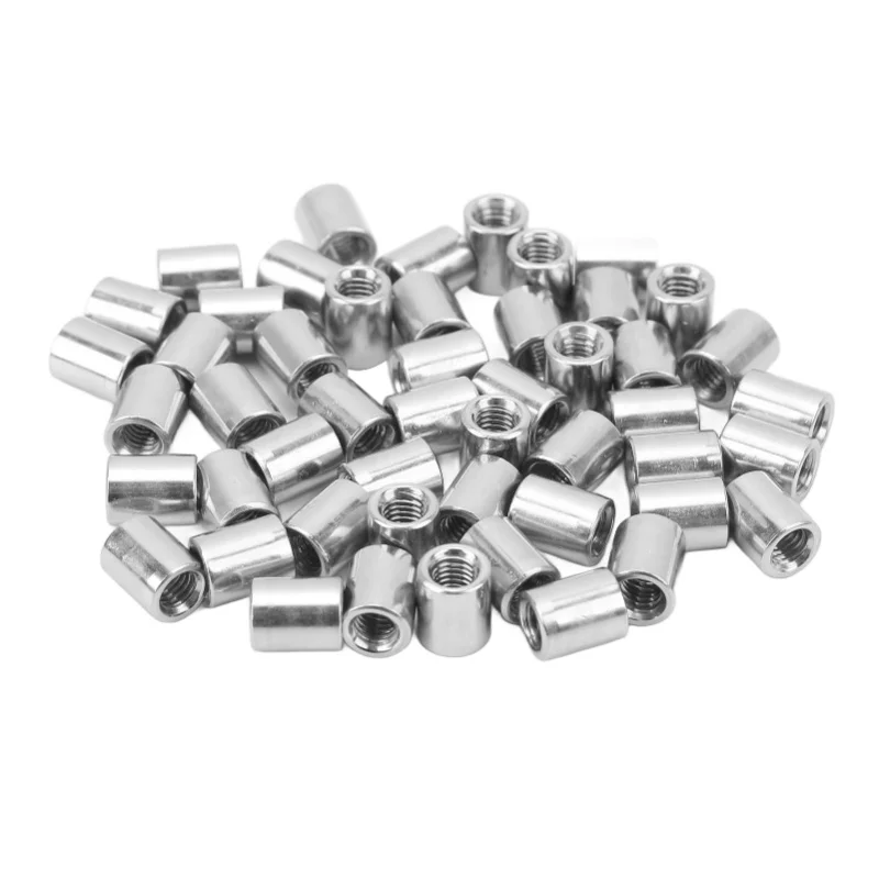 50PCS Round Connector Nut Set M5 X 0.8 8 L10mm Female Thread Rustproof Connection Nut Kit For Pipeline