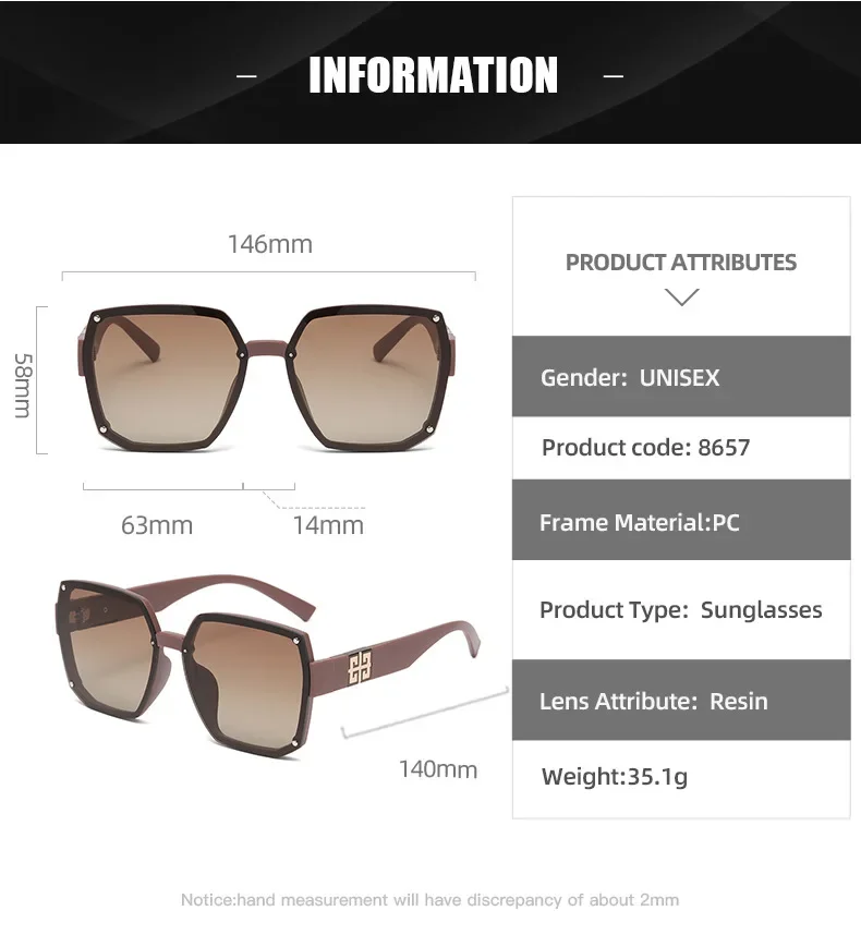 High Quality Fashion Square Sunglasses Women Stylish Designer Brand Glasses Vintage Womens Oculos De Sol Feminino UV400 Eyewear
