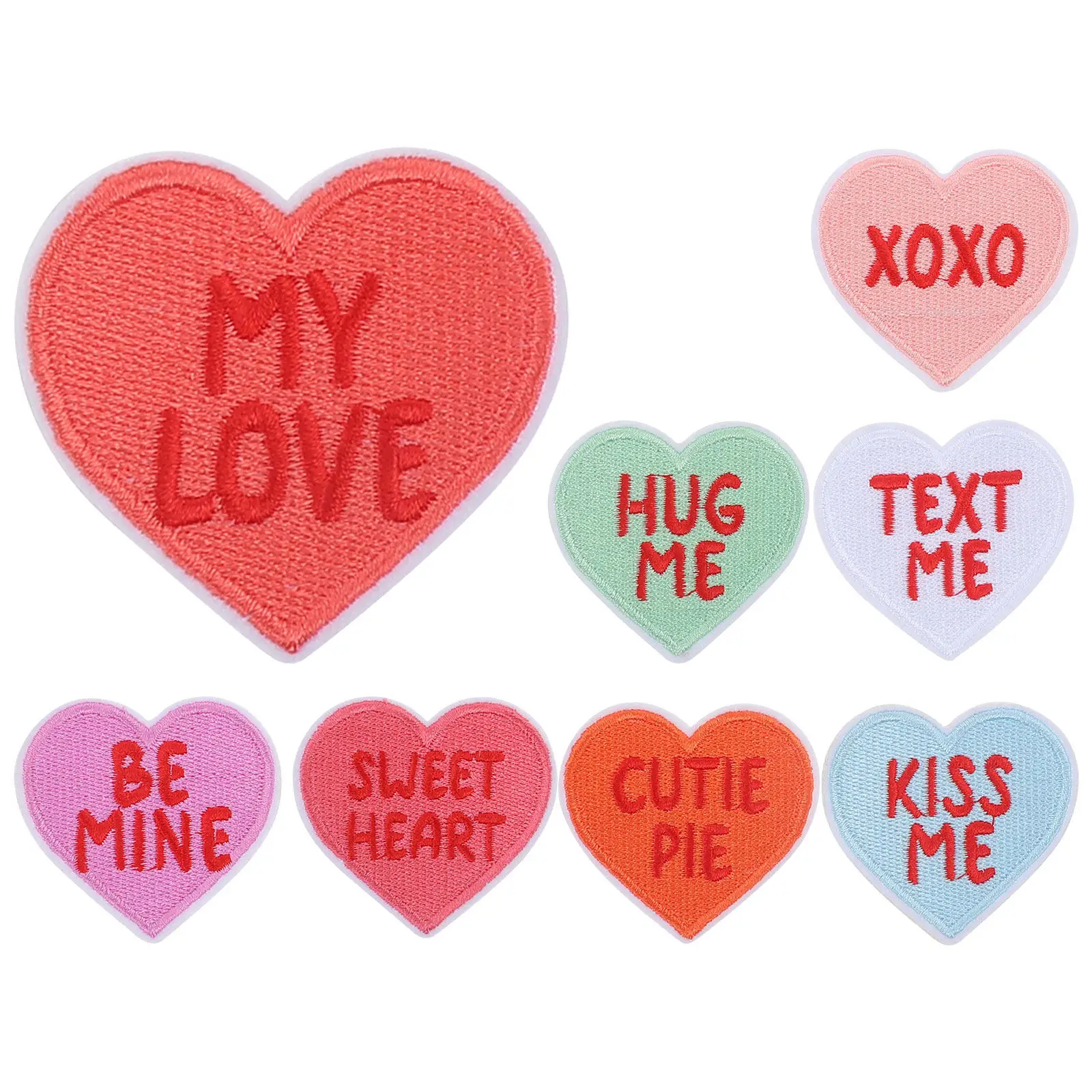 

Набор из 8 тканевых нашивок для пар: вышитые сердца для ремонта одежды, декоративные аппликации, термоклеевые аксессуары для самостоятельного изготовления, для рюкзаков