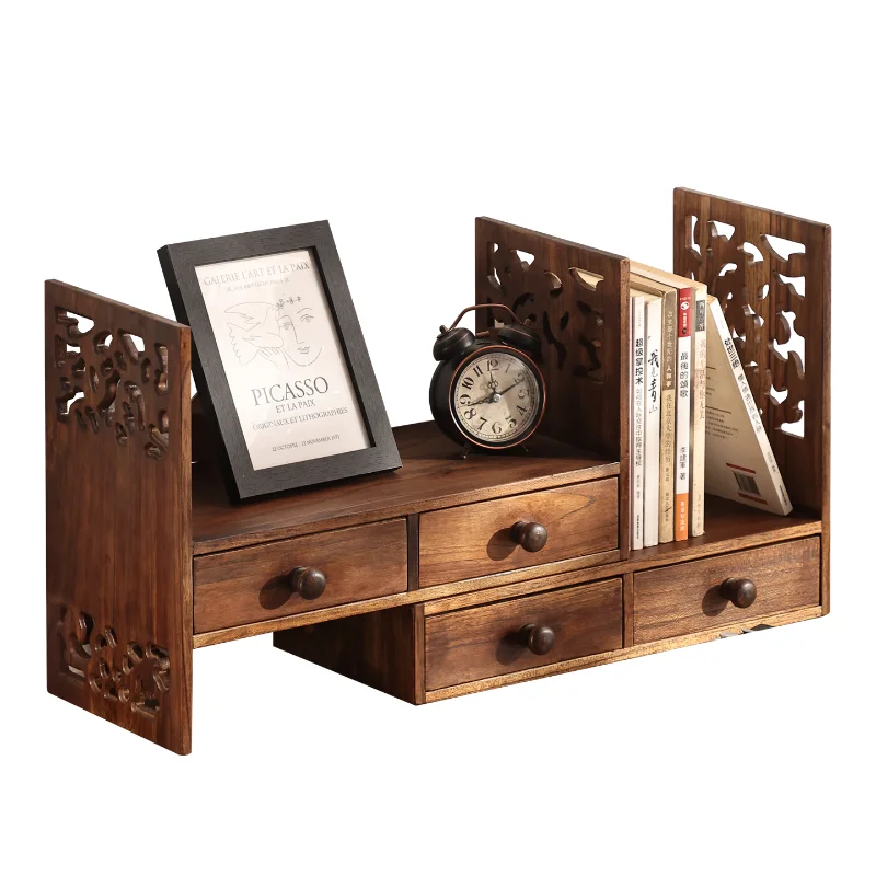 

Retro solid wood shelf Chinese desktop shelf desk desk desk bookshelf bay window locker simple small bookcase