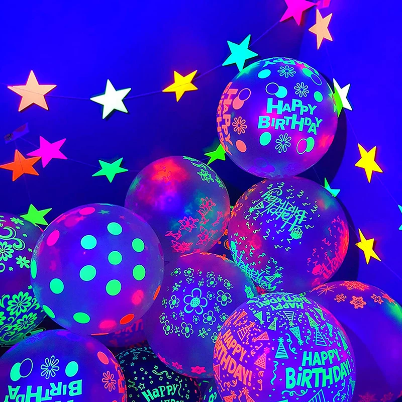 5/10/20PCS Fluorescent Latex Balloon Glow In The Dark Glow Luminous Love Heart Baloon For Wedding Birthday Party Decorations