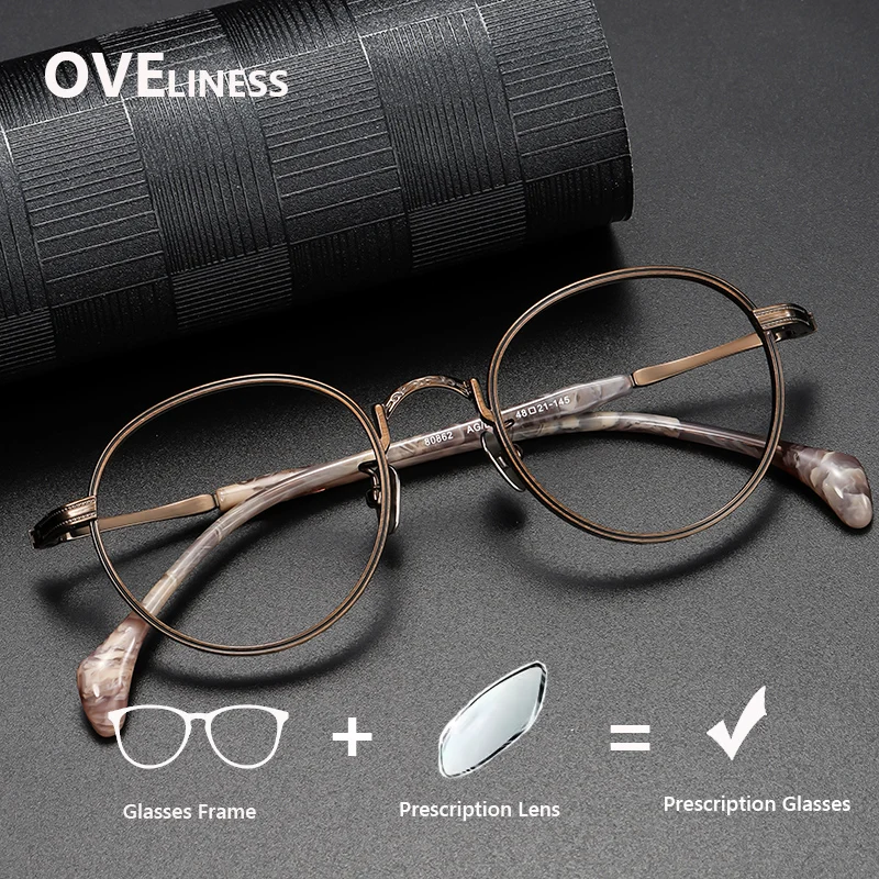 

Pure Titanium optical Glasses Frame Men Retro Round Eyeglasses frames Women Vintage Eyewear Prescription myopia Spectacles