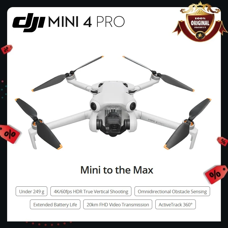 In Stock DJI Mini 4 Pro Drone Fly More Combo Under 249g 4K/60fps HDR True Vertical Shooting ActiveTrack 360°