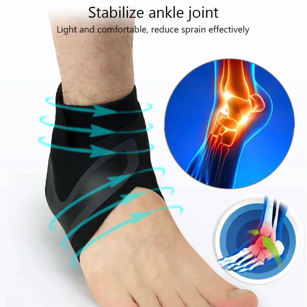 Sports Ankle Brace Compression Sleeves Adjustable Ankle Support Elastic Foot Bandage Protective Wrap for Tendon Pain Relief