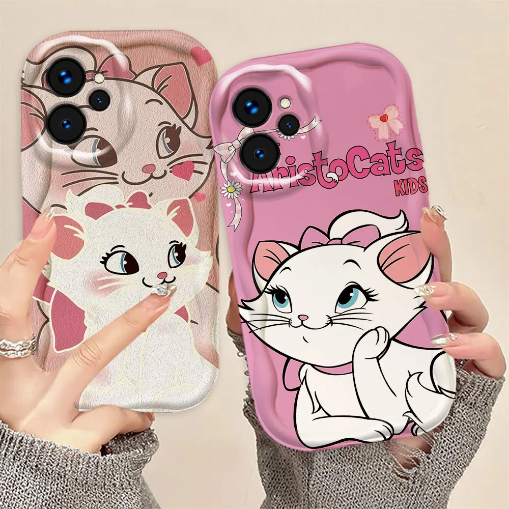 D-Disney Cute Mary Cat 3D Wave Phone Case For REALME 5 6 7 7I 8 10 11 12 C20 C33 C35 C55 C63 C65 C67 C21Y GT 3 6 NARZO 50 Case