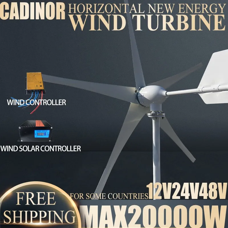 Electricity Generation Wind Turbine Generator 20000W 12V-48V 3 blades With MPPT Controller Portable Windmills Renewable Energy