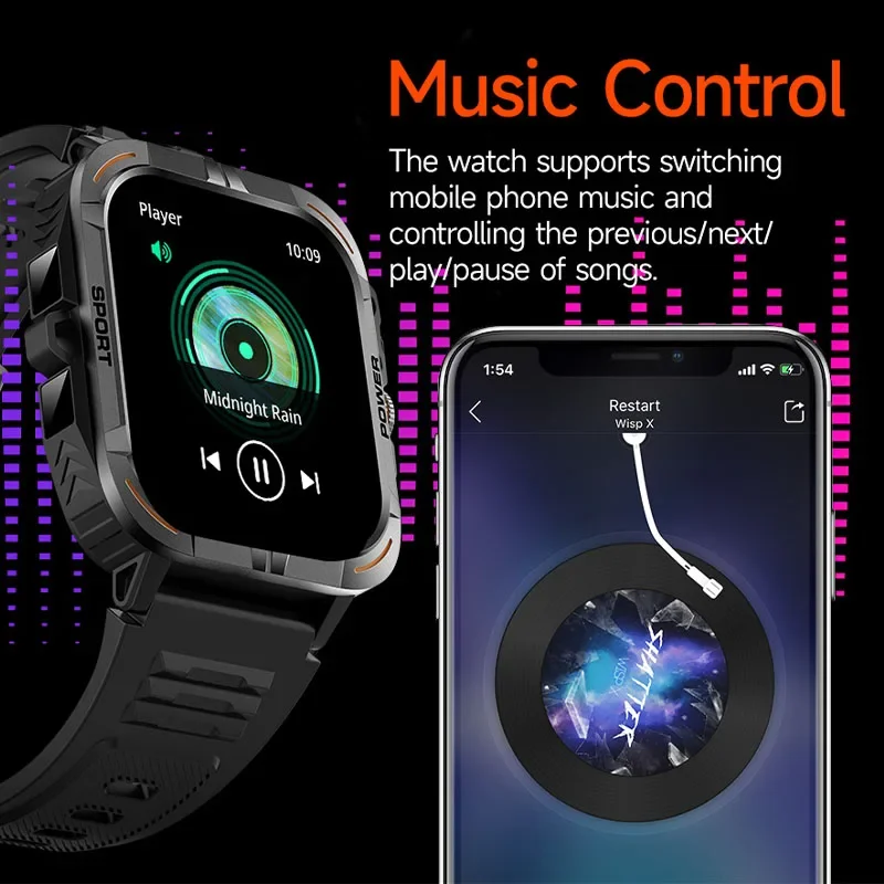 لساعة Xiao Mi الخارجية للرجال الذكية بشاشة 1.97 بوصة عالية الدقة وساعات مكالمات بلوتوث LED مدمجة في وضع الرياضة المتعددة ساعة ذكية للنساء