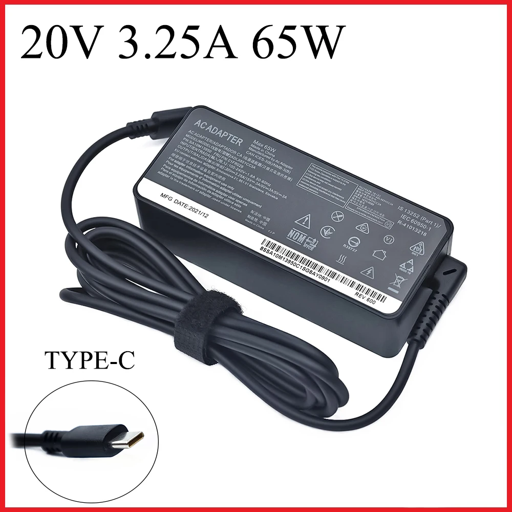 20V 3.25A 65W USB Type-C AC Laptop Power Adapter Charger For Lenovo Thinkpad X1 Carbon Yoga X270 X280 T580 P51 P52s E480 E470 S2