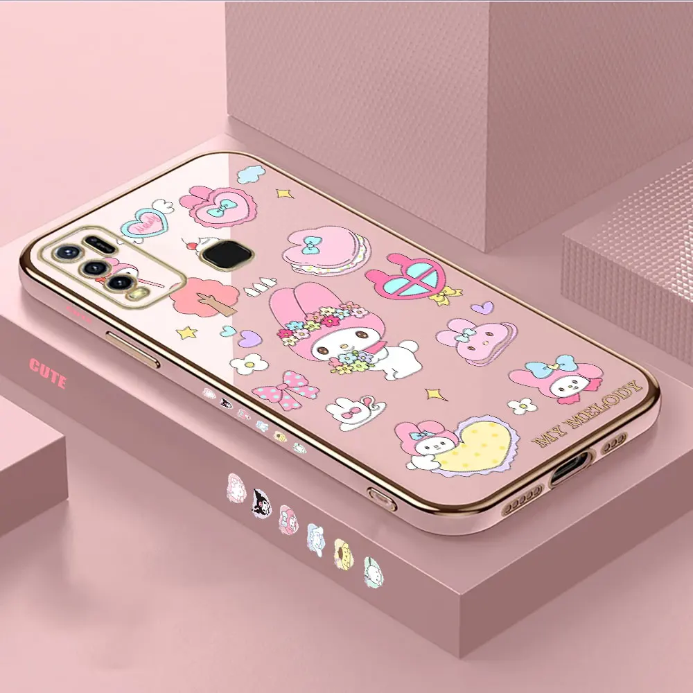 Cartoon Cute My Melody Plating Case For Motorola Moto G60 G53 G52 G50 G40 G30 G22 G10 G9 G8 E20 E7 E7I E6S Power Plus Play Cover