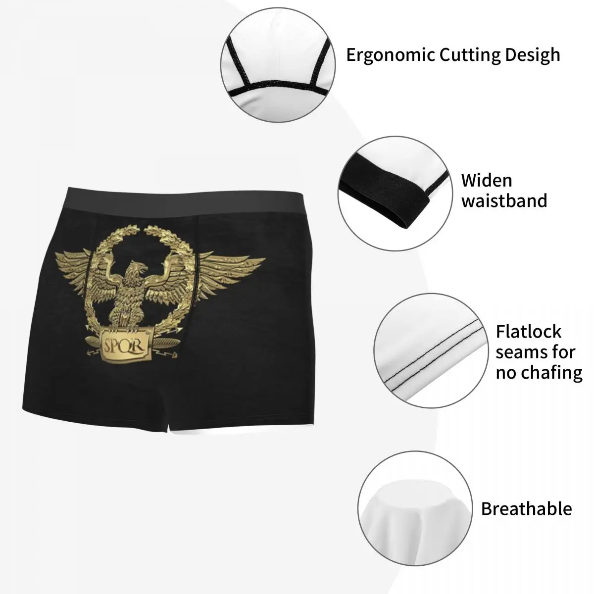 Personalizzato Oro Romano Aquila Imperiale Biancheria Intima Da Uomo Stretch SPQR Impero Romano Boxer Slip Pantaloncini Mutandine Mutande Morbide Per Uomo