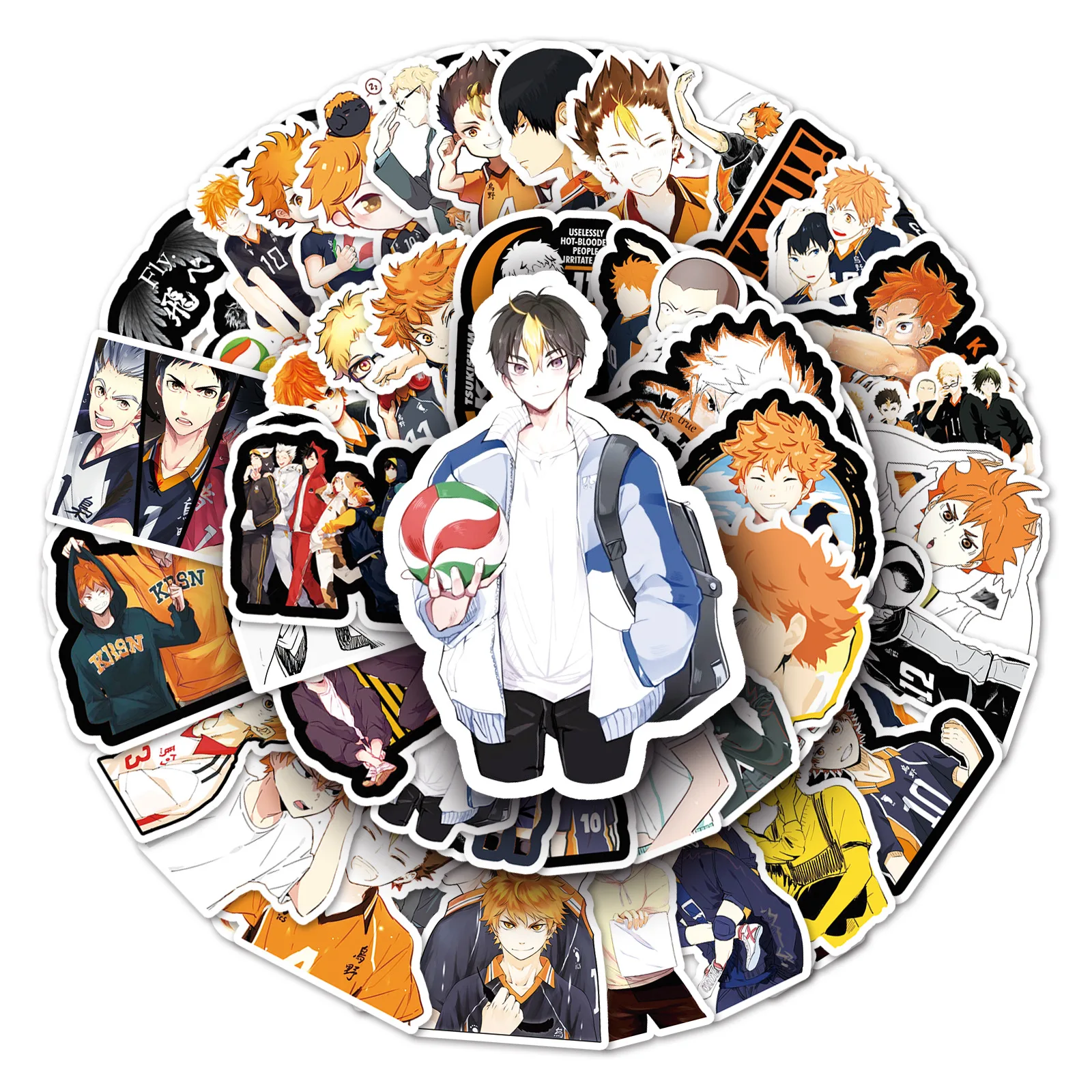 52/30/10PCS Shoyo Hinata Tobio Kageyama Kei Tsukishima Anime Graffiti Notebook Guitar Skateboard Decoration Waterproof Sticker